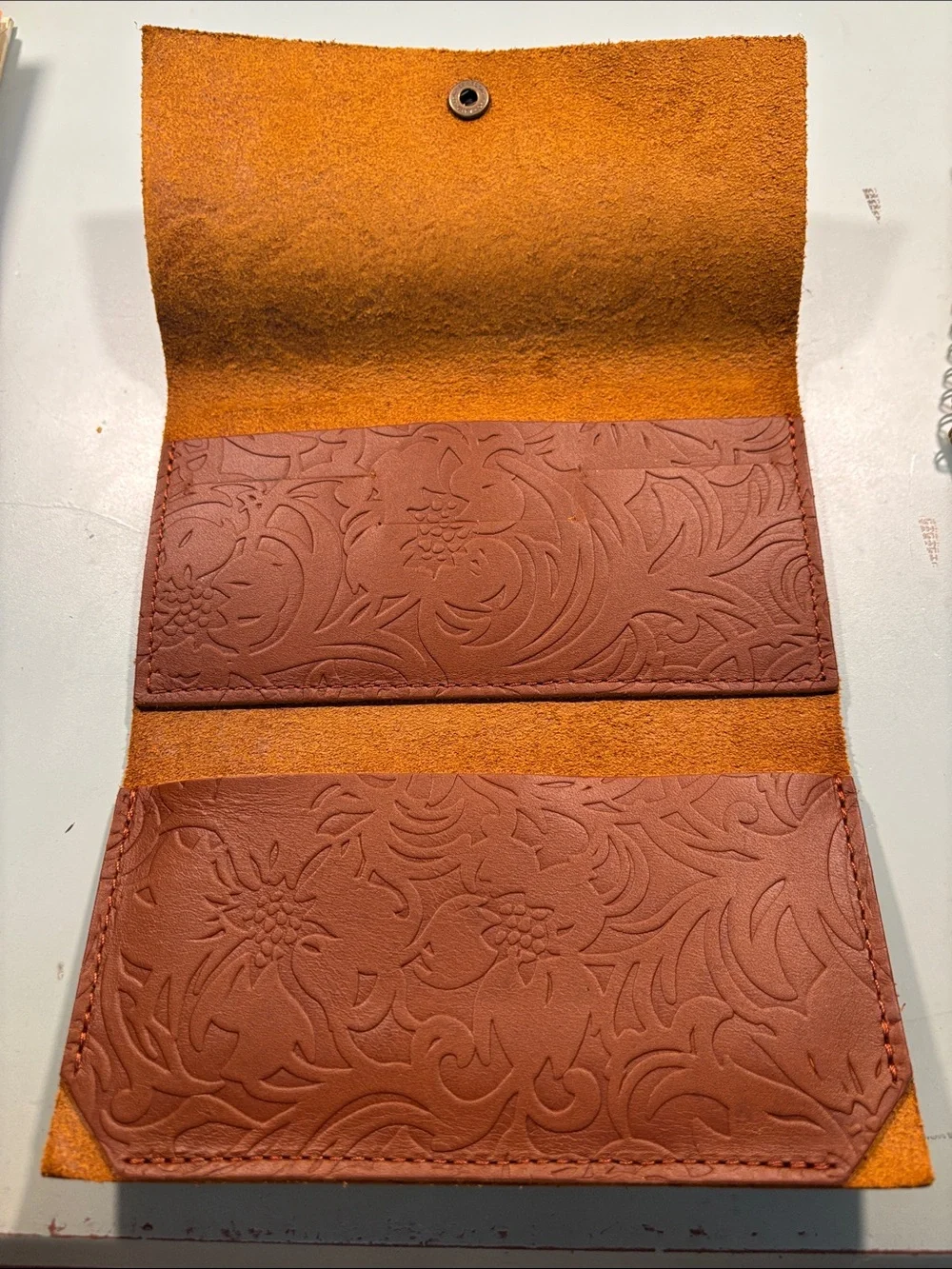 Portland Leather Floral Tooled Rancher Wallet - Tan/Brown